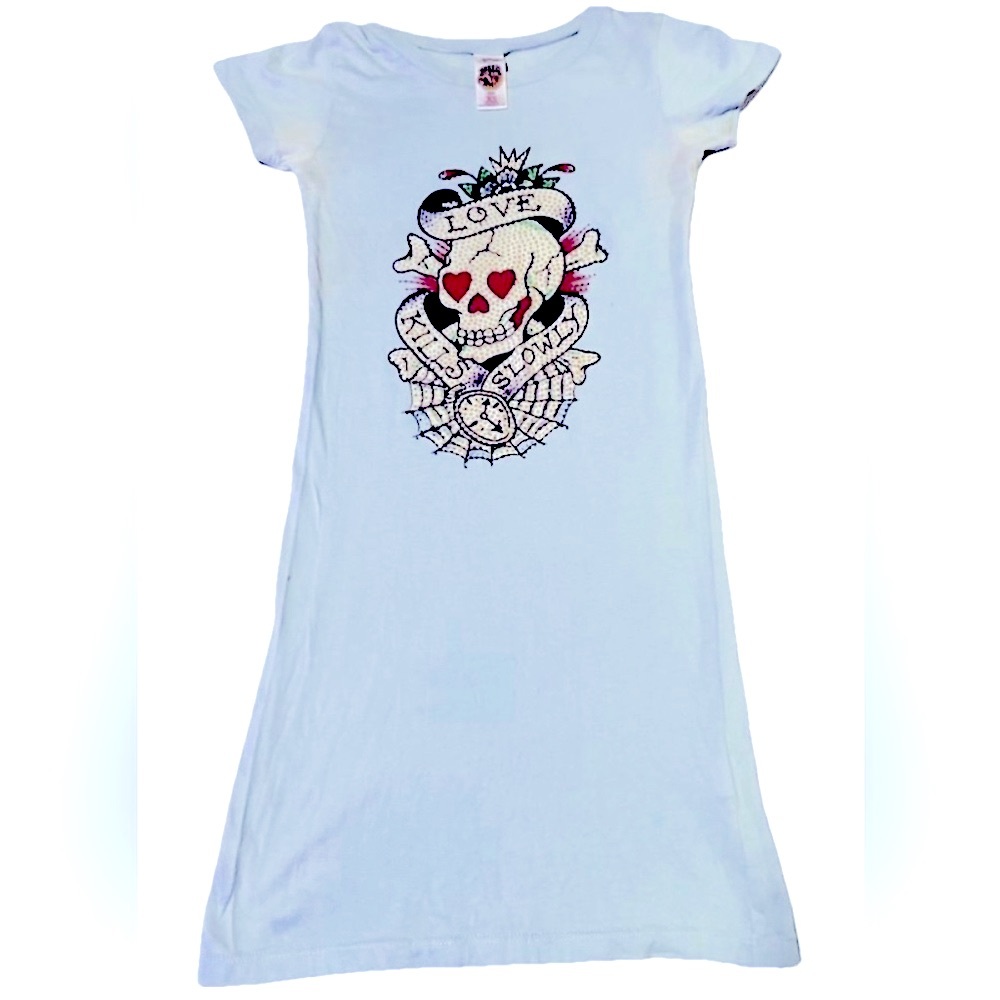 Ed Hardy Blue Short Sleeve Tee Graphic Design